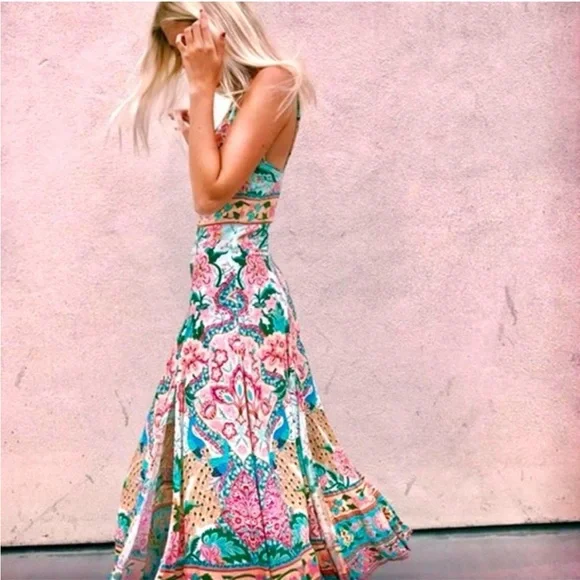 Spell Lotus 🦚 Peacock Slip Dress 🔮 - Picture 4 of 9